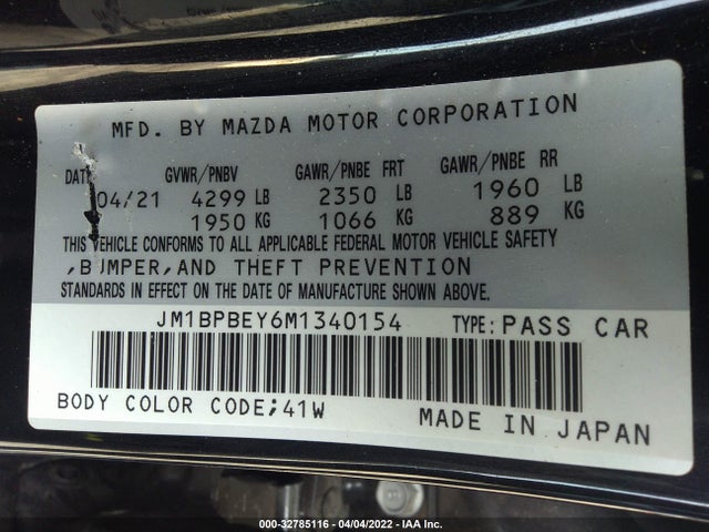 2021 Mazda 3, VIN: JM1BPBEY6M1340154