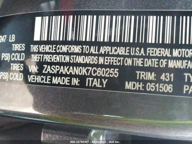 2019 Alfa Romeo Stelvio, VIN: ZASPAKAN0K7C60255