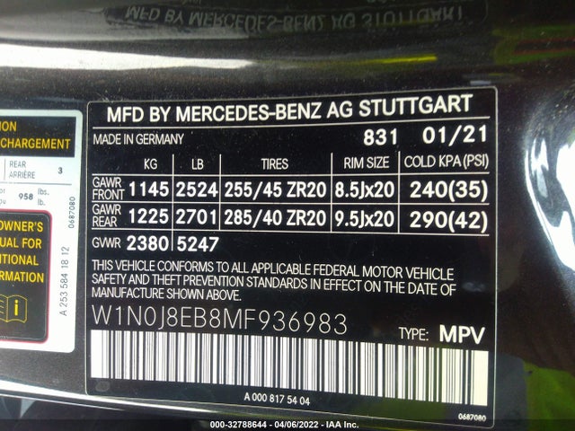 2021 Mercedes-Benz GLC-Class Coupe, VIN: W1N0J8EB8MF936983