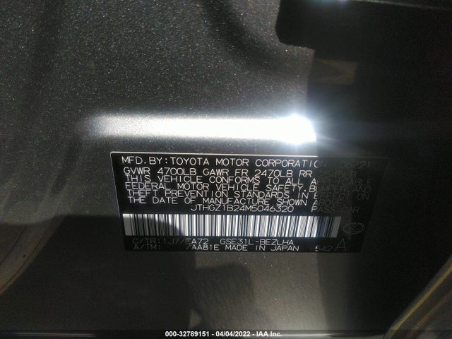 2021 Lexus IS, VIN: JTHGZ1B24M5046320