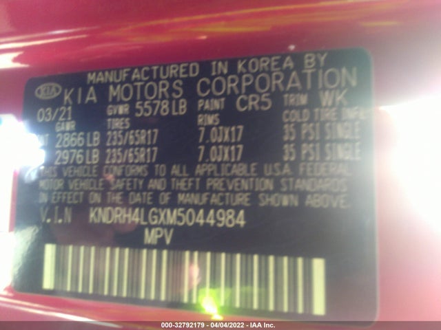 2021 Kia Sorento, VIN: KNDRH4LGXM5044984