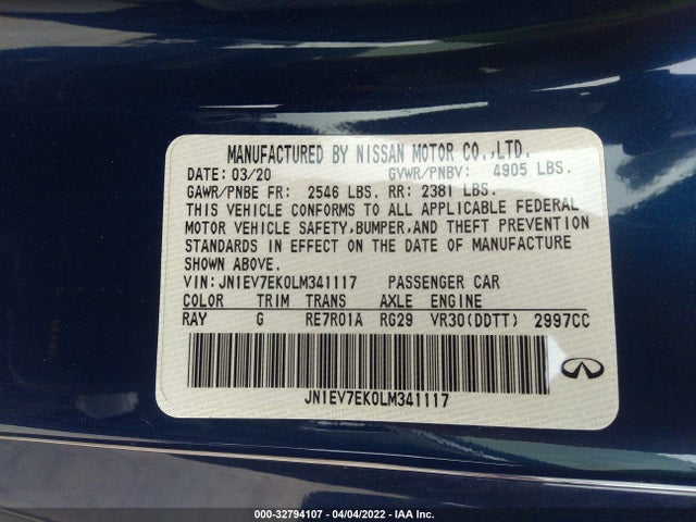 2020 Infiniti Q60, VIN: JN1EV7EK0LM341117