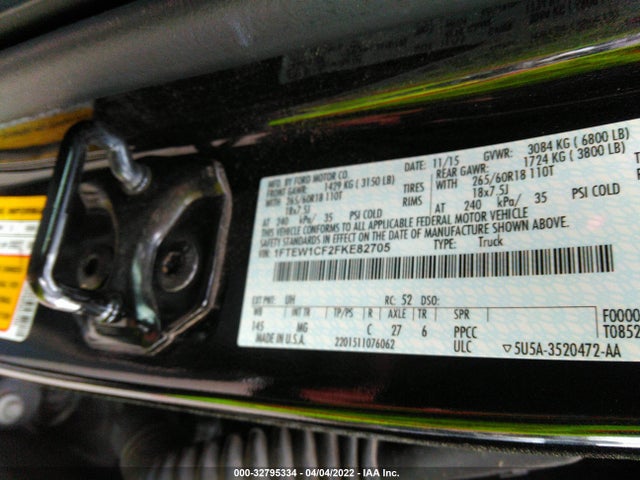 2015 Ford F-150, VIN: 1FTEW1CF2FKE82705
