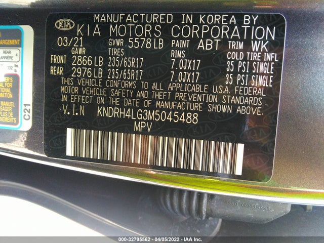 2021 Kia Sorento, VIN: KNDRH4LG3M5045488