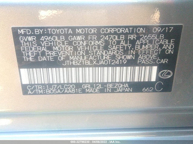 2018 Lexus GS, VIN: JTHBZ1BLXJA012419