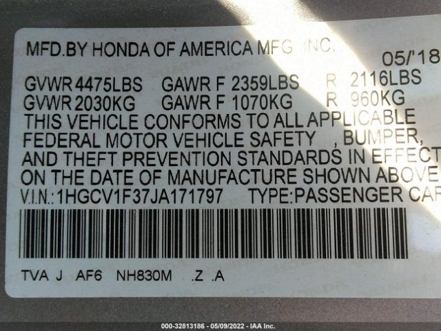 1HGCV1F37JA171797 Honda Accord Sport