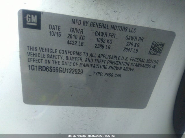 2016 Chevrolet Volt, VIN: 1G1RD6S56GU122929