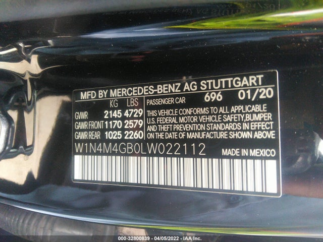 2020 Mercedes-Benz GLB-Class, VIN: W1N4M4GB0LW022112