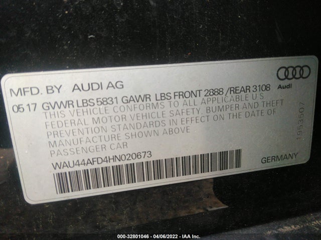 2017 Audi A8, VIN: WAU44AFD4HN020673