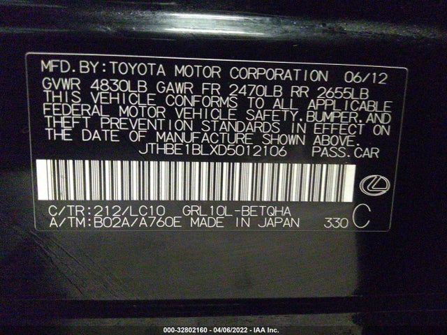 JTHBE1BLXD5012106 Lexus GS 350