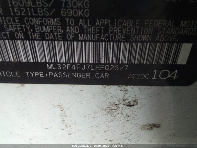 2020 Mitsubishi Mirage, VIN: ML32F4FJ7LHF02627