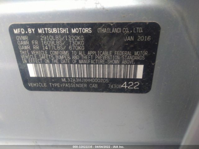 2017 MITSUBISHI MIRAGE ML32A3HJXHH000205 Photo 8