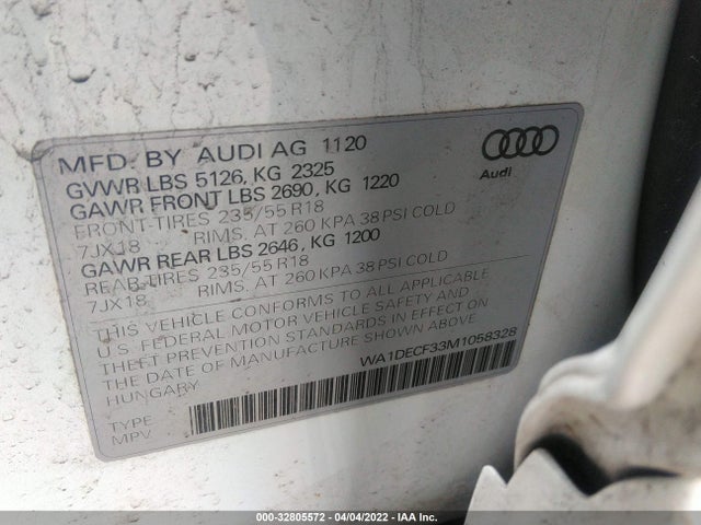 2021 Audi Q3, VIN: WA1DECF33M1058328