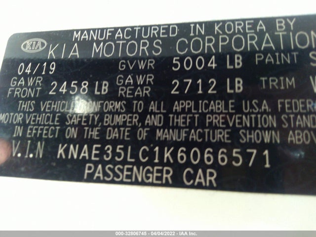 2019 Kia Stinger, VIN: KNAE35LC1K6066571