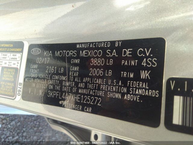 3KPFL4A7XHE125272 KIA FORTE LX
