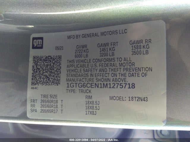 2021 GMC Canyon, VIN: 1GTG6CEN1M1275718