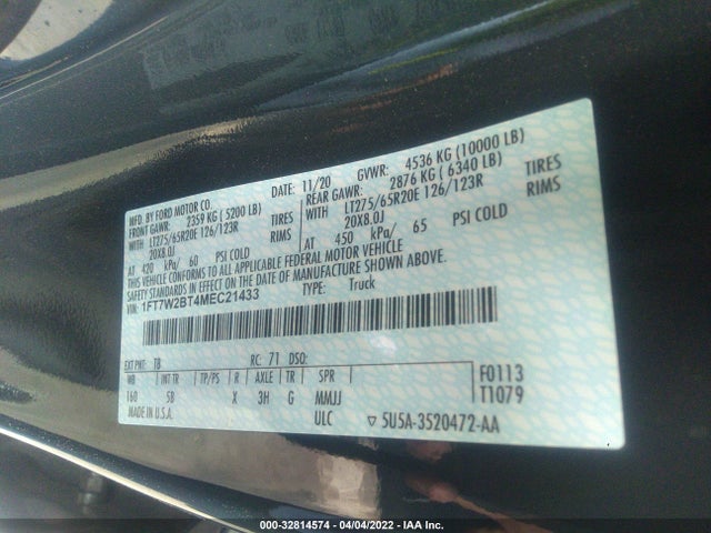 2021 Ford F-250, VIN: 1FT7W2BT4MEC21433