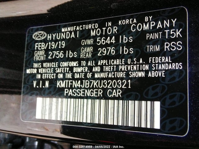 2019 Genesis G80, VIN: KMTFN4JB7KU320321