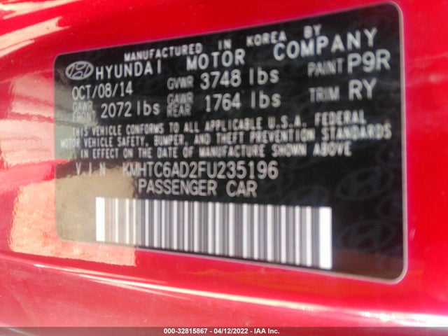 2015 Hyundai Veloster, VIN: KMHTC6AD2FU235196