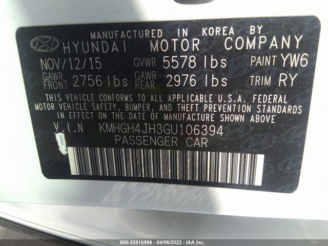 2016 Hyundai Equus, VIN: KMHGH4JH3GU106394