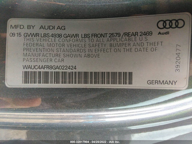 2016 Audi S5, VIN: WAUC4AFR8GA022424