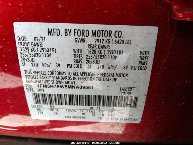 2021 Ford Explorer, VIN: 1FM5K7FW5MNA09561