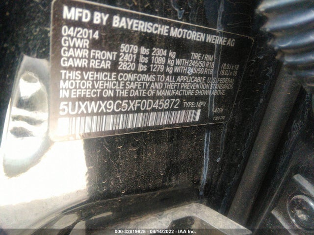 2015 BMW X3, VIN: 5UXWX9C5XF0D45872