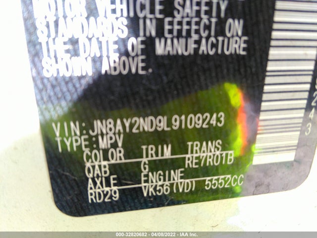2020 Nissan Armada, VIN: JN8AY2ND9L9109243