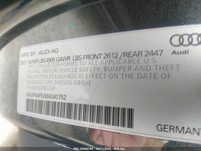 2021 Audi S5, VIN: WAUP4AF52MA040752