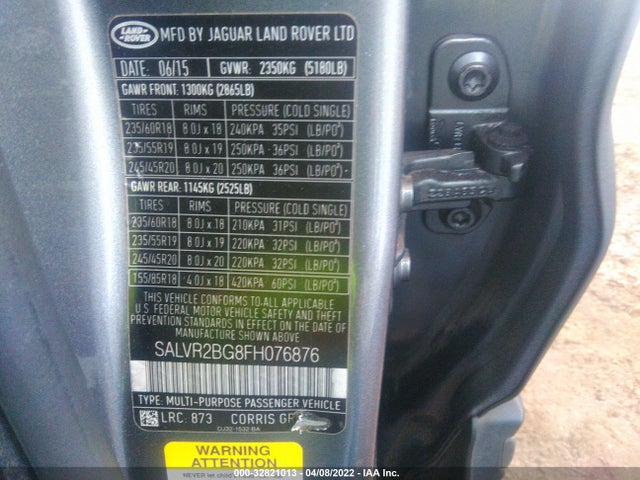 2015 Land Rover Range Rover Evoque, VIN: SALVR2BG8FH076876