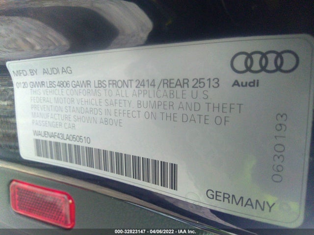 2020 Audi A4, VIN: WAUENAF43LA050510