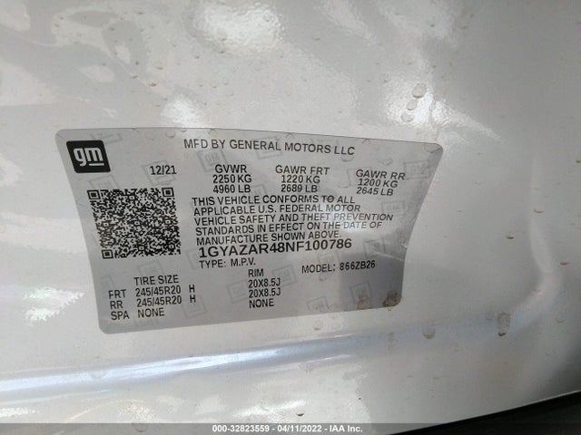 2022 Cadillac XT4, VIN: 1GYAZAR48NF100786