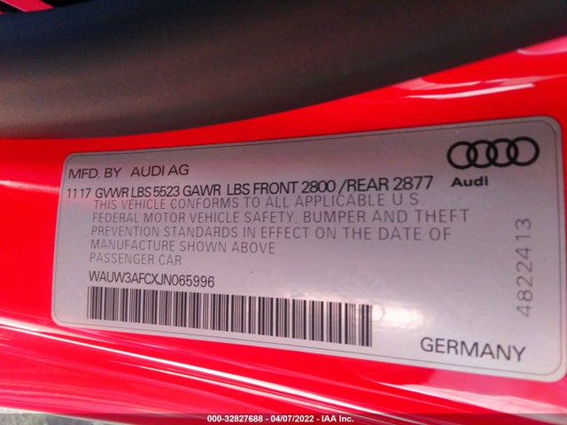 2018 Audi A7, VIN: WAUW3AFCXJN065996
