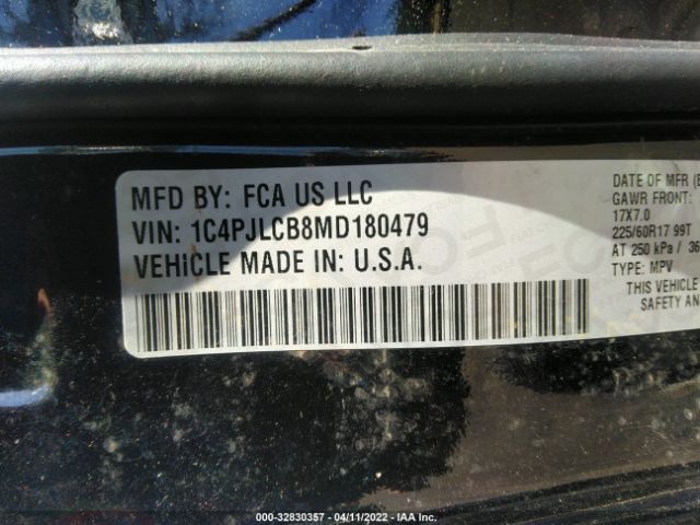 1C4PJLCB8MD180479 Jeep Cherokee Latitude