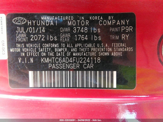 Hyundai VELOSTER 2015 KMHTC6AD4FU224118 Image 11