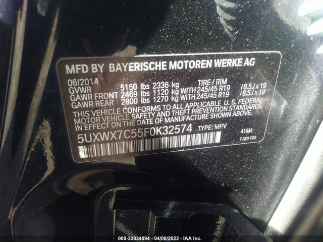 2015 BMW X3, VIN: 5UXWX7C55F0K32574