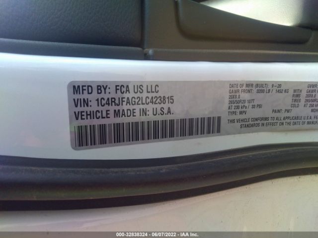 1C4RJFAG2LC423815 Jeep Grand Cherokee Altitude