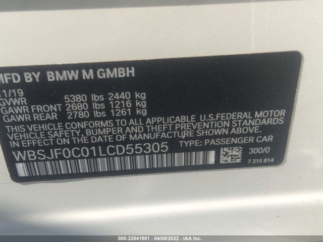 2020 BMW M5, VIN: WBSJF0C01LCD55305