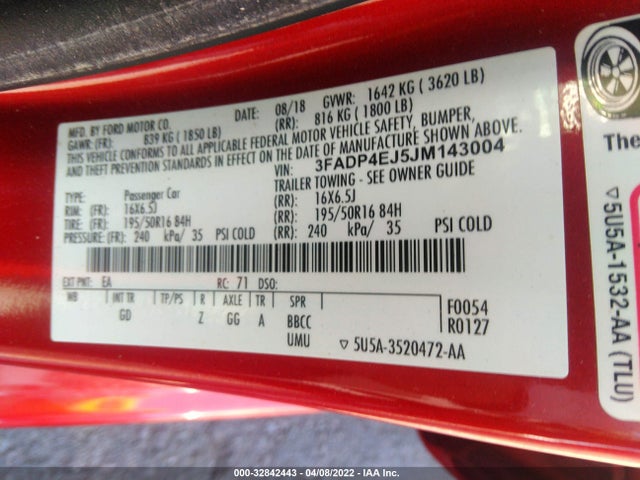 2018 Ford Fiesta, VIN: 3FADP4EJ5JM143004