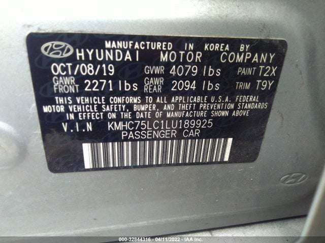 2020 Hyundai Ioniq, VIN: KMHC75LC1LU189925