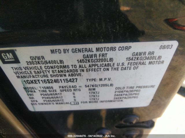1GKET16S246115427 GMC ENVOY XL