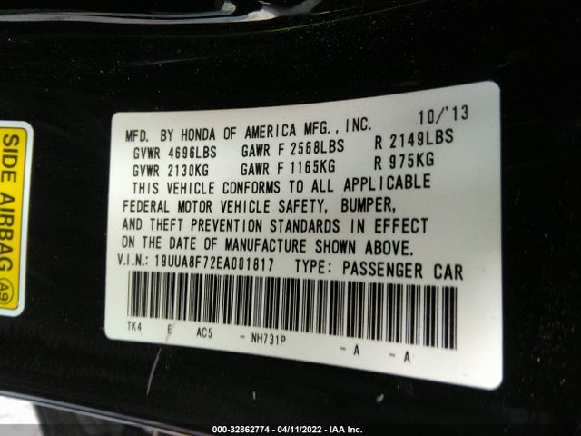2014 Acura TL, VIN: 19UUA8F72EA001817