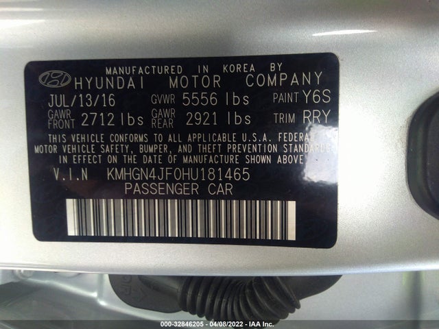 2017 Genesis G80, VIN: KMHGN4JF0HU181465