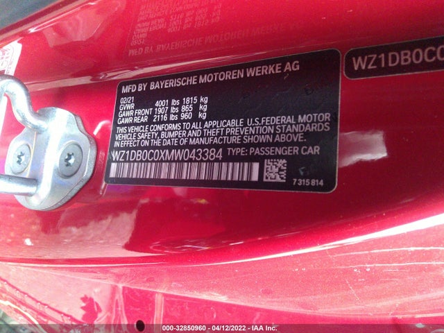 2021 Toyota Supra, VIN: WZ1DB0C0XMW043384