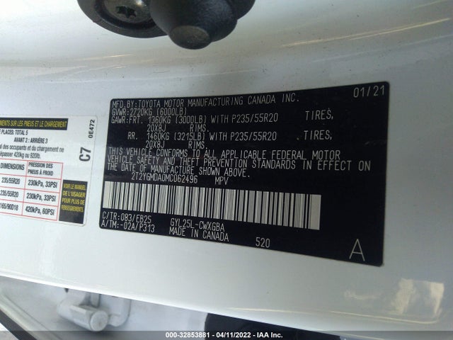 2021 Lexus RX, VIN: 2T2YGMDA0MC062496