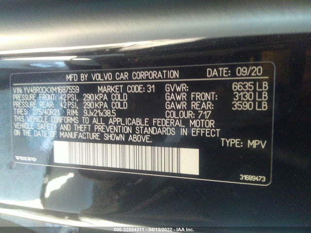 2021 Volvo XC90, VIN: YV4BR0CKXM1687559