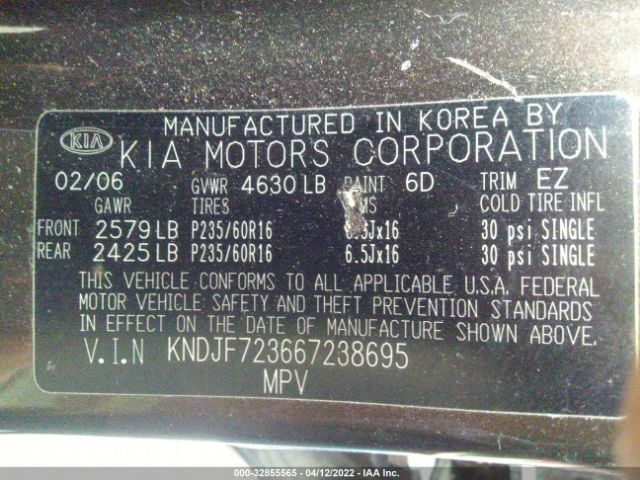 KNDJF723667238695 KIA Sportage Lx/ex