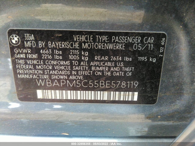 2011 BMW 3 SERIES 335I VIN: WBAPM5C55BE578119