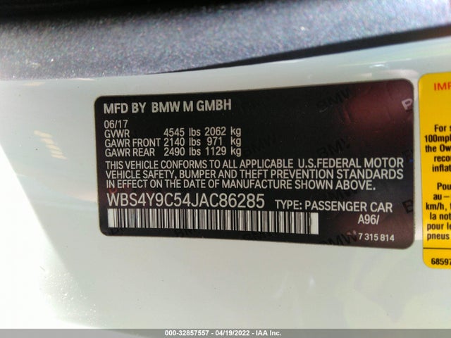2018 BMW M4, VIN: WBS4Y9C54JAC86285