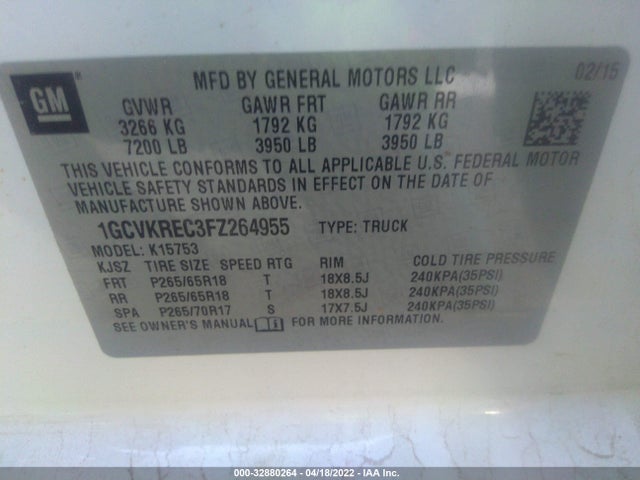 Chevrolet Silverado 1500 2lt 2015 1GCVKREC3FZ264955 Image 9